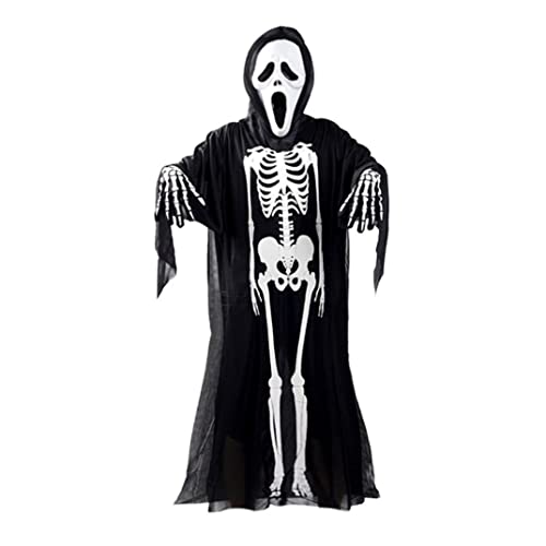Banziaju Performance Clothing3 Teile/Set Halloween Scream Ghost Kostüm Ghost Face Cover Hooded Scary Horror Kostüm mit Handschuhen Party von Banziaju