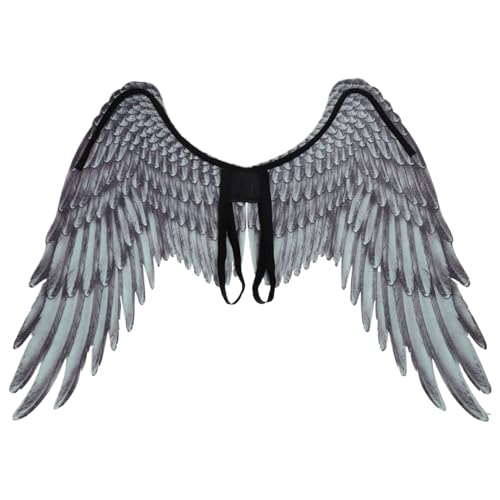 Banziaju Schwarzer Engel Flügel Erwachsene Kostüm für Halloween Cosplay Karneval Party Dekoration, Gothic Foto Requisite, schwarze Feenflügel (für Erwachsene) 41.3x29.5 von Banziaju