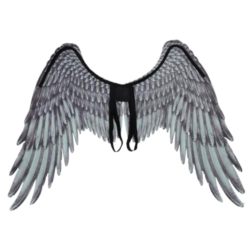 Banziaju Schwarzer Engel Flügel Kinder Kostüm für Halloween Cosplay Karneval Party Dekoration, Gothic Foto Requisite, schwarze Feenflügel (für Kinder) 28.4x21.3 von Banziaju