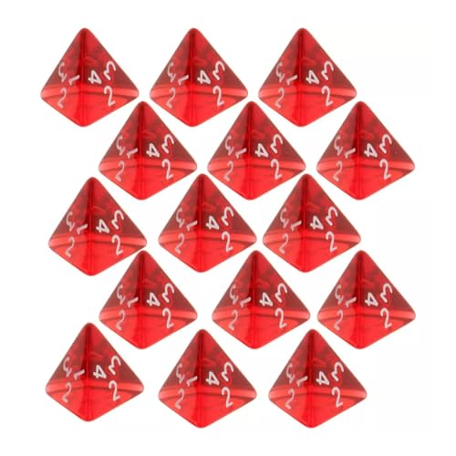 D4 DICE, 15 PCS Mini Red Dice Set D4 4 -seitig Dice 2cm Rollenspiele Würfel transparentes Polyedralspiel Würfel für Family Friends Party Table Games Toys Toys von Banziaju