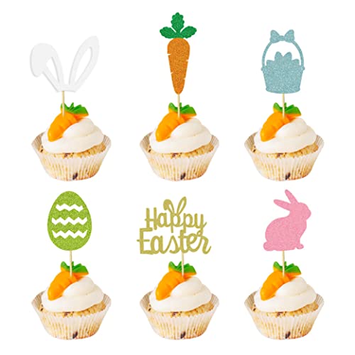 Osterdekorationen, 12pcs Osterkuchen Topper Bunny Cake Topper Karottenblüte Eier Topper, Kuchen Topper Ostertischdekorationen Orament Osterdekorationen, 12pcs Osterkuchen Topper Bunny Cake Topper Karottenblüte Eier Topper, Kuchen Topper Ostertischdekorationen Orament von Banziaju