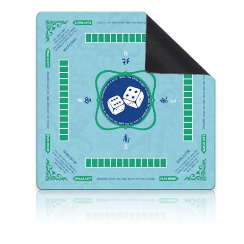 BaoBaJiu Mahjong-Matte – rutschfeste Gaming-Matte mit Geräuschreduzierung, wasserabsorbierendes und rutschfestes Design – Poker-Tischmatte for Mahjong/Poker/Brett/Karten/Domino(D-1,23.62in*23.62in) von BaoBaJiu