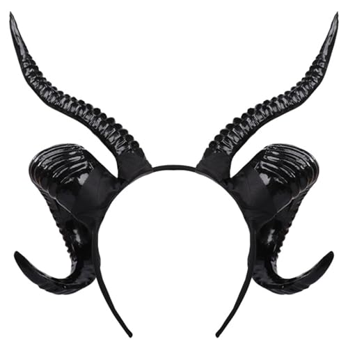 Schafhorn -Stirnband, Schaf Horn Stirnband Strukturierte Gothische Hörner Stirnband Schwarze glänzende Hörner 11.4x11.8in PP Cosplay Hörner für Teufel, Dämon, Halloween -Party, Hörner Stirnband Schafhorn -Stirnband, Schaf Horn Stirnband Strukturierte Gothische Hörner Stirnband Schwarze glänzende Hörner 11.4x11.8in PP Cosplay Hörner für Teufel, Dämon, Halloween -Party, Hörner Stirnband von Baobiutin