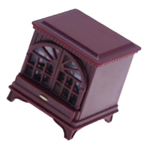 Baoblaze 1/12 Puppenhaus Miniatur Kamin Vintage mit LED Puppenhaus Dekoration Zubehör Mini Kamin für Puppenhaus Zubehör, Rotbraun von Baoblaze