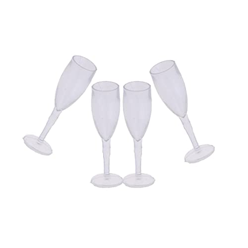 Baoblaze 1/12 Puppenhaus Pub Esszimmer Dekor 4 Miniatur Klarer Weingläser Sektglas #D von Baoblaze