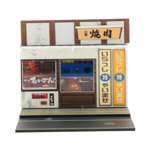 Baoblaze 1/64 Landschaft Diorama Parkplatz Hintergrund Foto Requisiten mit Licht Miniatur Straßenlandschaft für Geschenke Auto Modell Display Lagerung, Yakiniku-Restaurant von Baoblaze