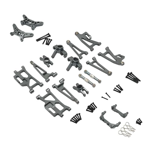 Baoblaze 1:14 RC Auto Metall Upgrade Kits Hinterradnabenträger Vorne Hinten Spurstange Karosseriepfosten für 14210 RC Auto DIY Zubehör, grau von Baoblaze