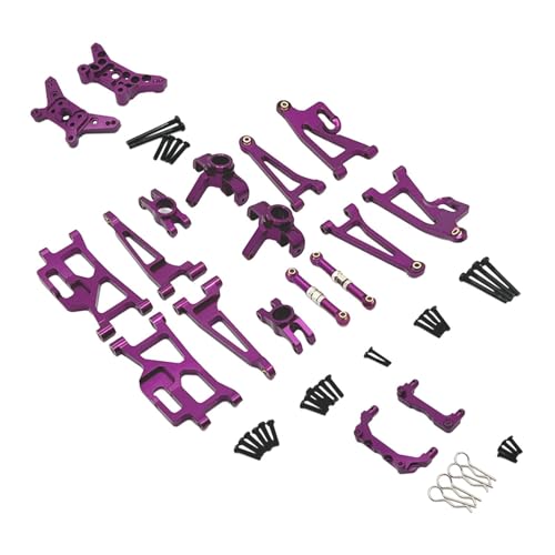 Baoblaze 1:14 RC Auto Metall Upgrade Kits Hinterradnabenträger Vorne Hinten Spurstange Karosseriepfosten für 14210 RC Auto DIY Zubehör, violett von Baoblaze