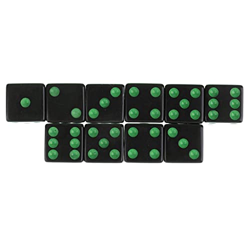 Baoblaze 10er-Set 16mm Multicolor Acryl D6 Sechsseitig Würfel, Grün Schwarz von Baoblaze