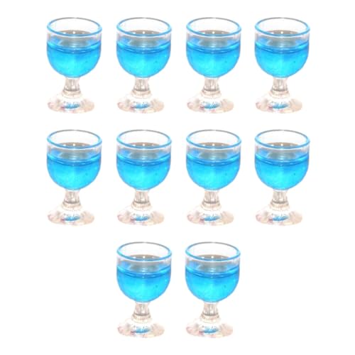 Baoblaze 10x Puppenhaus-Wasserbecher, 1/12 Miniatur-Weinglas, Mini-Esszimmer-Ornamente, Blau von Baoblaze