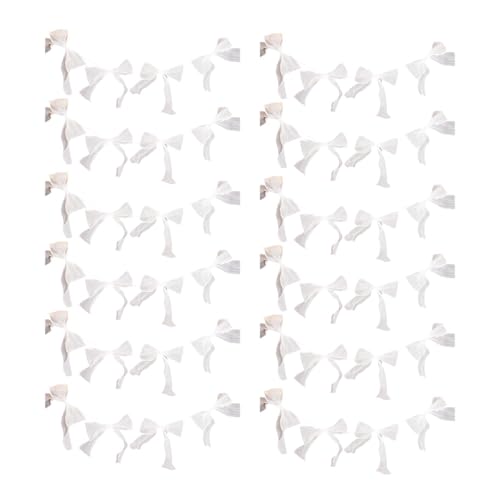 Baoblaze 12 Stück Schleifen Girlande Banner Wandgirlande Hängedekoration Aus Robustem Polyester für Schnelle Montage für Geburtstage Hochzeiten Und Festliche A, Weiß von Baoblaze