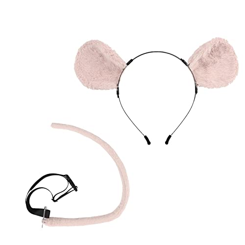 Baoblaze 2X Maus-Kostüm-Set Mäuseohren und - für Kleinkinder und Kinder, Plüsch-Haarreifen für, Halloween, Karneval, Tiermotto-Partys, ROSA von Baoblaze