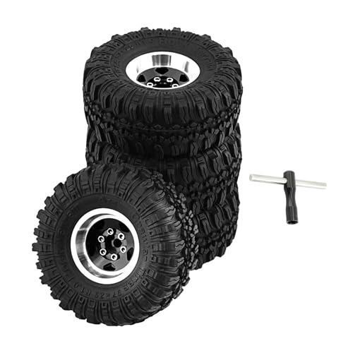Baoblaze 4 Stücke Reifen Rad Reifen Reifen mit Felge RC LKW Reifen RC Auto Reifen für Maßstab 1:18 RC LKW Auto Ersatzteile Klettern Auto, Schwarz von Baoblaze