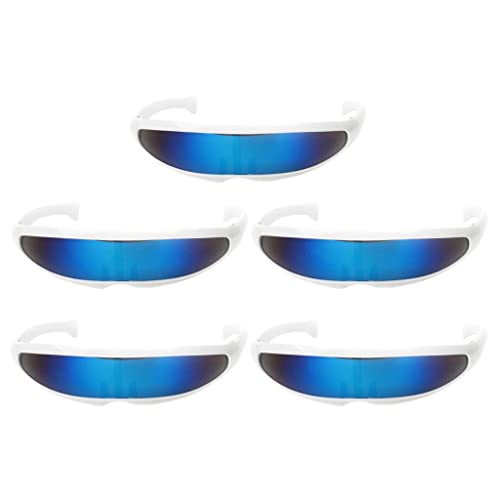 Baoblaze 5er Set Blau Futuristische Brille Sonnenbrille Lustige Partbrille Spaßbrille Cosplay Kostüm Zubehör von Baoblaze