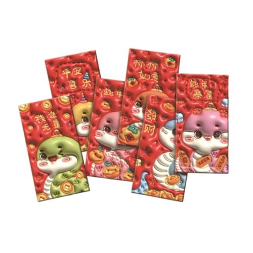 Baoblaze 6X 3D-Big Head Snake Rote Umschläge 2025 Schlangenpakete Geschenke Chinesisches Neujahrsdekor Dekorative tragbare Hong Hongbao von Baoblaze