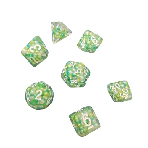 Baoblaze 7Pcs Polyedrische Würfel Tisch Gaming Würfel D4 und D6 D8 D10 D12 D20 Mehrseitige Würfel für Unterhaltung Spielzeug Party Favors Brettspiel, Grün von Baoblaze