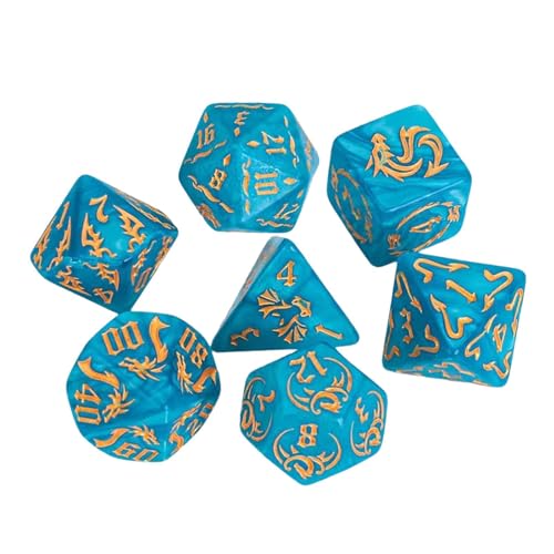 Baoblaze 7X D20 D12 D10 D8 D6 D4 Würfel Set Party Spiel Acryl Mehrseitige Spiel Würfel für Bar Rolle Spielen Spiel KTV Karte Spiel Karte Spiele, Blau von Baoblaze