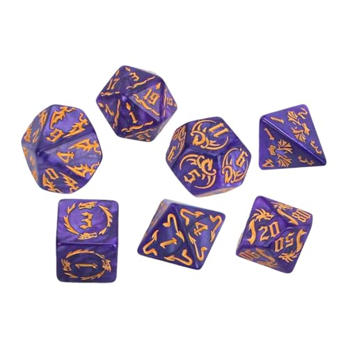 Baoblaze 7X D20 D12 D10 D8 D6 D4 Würfel Set Party Spiel Acryl Mehrseitige Spiel Würfel für Bar Rolle Spielen Spiel KTV Karte Spiel Karte Spiele, violett von Baoblaze