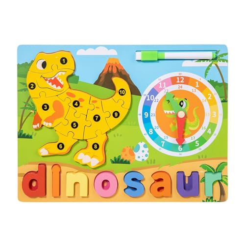 Baoblaze Alphabet-Puzzle, Tier-Holzpuzzle, pädagogisch, Feinmotorik, Holzpuzzle, Montessori-Spielzeug für Jungen und Mädchen, Dinosaurier von Baoblaze