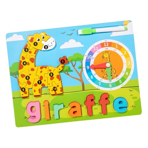 Baoblaze Alphabet-Puzzle, Tier-Holzpuzzle, pädagogisch, Feinmotorik, Holzpuzzle, Montessori-Spielzeug für Jungen und Mädchen, Giraffe von Baoblaze
