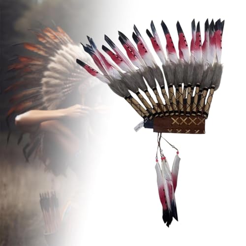 Baoblaze American Chief Indian Native Hat Hair Band Kopfstück für Halloween -Cosplay -Party, Style B von Baoblaze