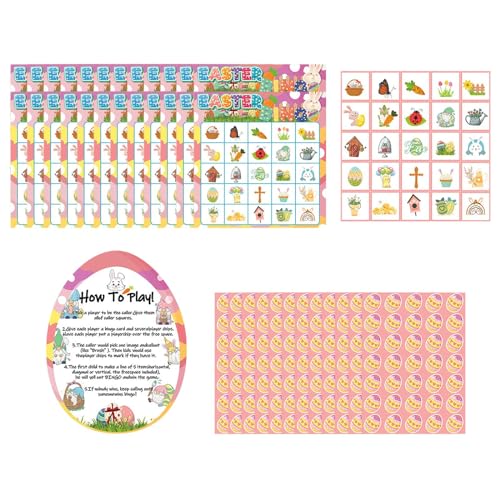 Baoblaze -Bingo-Spiel „Happy Easter Day“, Partyspiele, Karten und Aufkleber für Kinder, Klassenzimmer, Familienaktivitäten, Korbfüller von Baoblaze