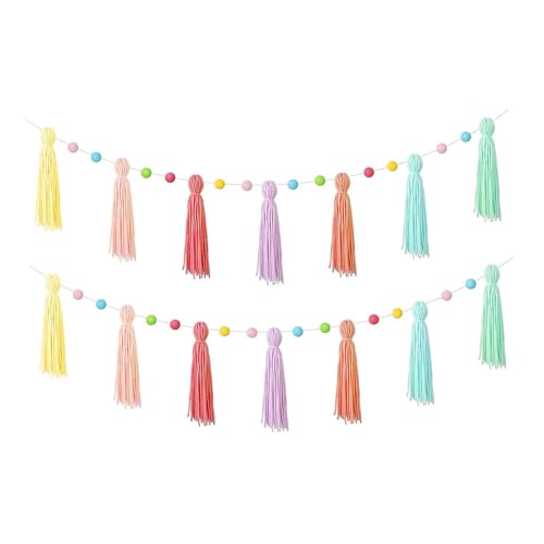 Baoblaze Boho Quaste Girlande Wall Hanging Ornament Handmade 80 cm dekoratives Banner mit farbenfrohen Bällen für Geburtstagsfeier, Style A Baoblaze Boho Quaste Girlande Wall Hanging Ornament Handmade 80 cm dekoratives Banner mit farbenfrohen Bällen für Geburtstagsfeier, Style A von Baoblaze