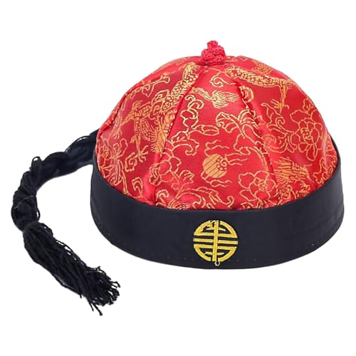 Baoblaze Chinesischer orientalischer Hut, chinesischer Kaiser-Hut, chinesischer Hut, Vermieter-Hut, Party-Kostüm-Kappe für Bühnenaufführung, Show, Karneval, rot und Schwarz von Baoblaze
