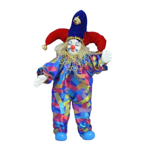 Baoblaze Clown Modell, Porzellanpuppe Stehend, Clown-Puppe, Lustige Stehende Porzellan Puppe mit Clown Kostüm, Schöne Lächelnde Porzellan-Clown-Puppe für Halloween Haus Tisch Dekoration von Baoblaze