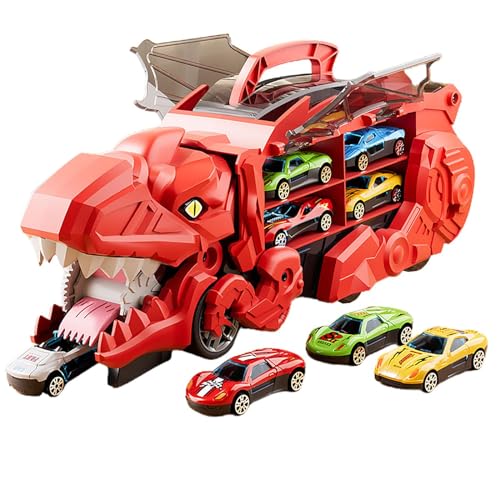 Baoblaze Dinosaurier-Transporter-LKW, Dinosaurier-frende Autos, Spielzeug-Set, Dinosaurier-Schluckender LKW für Babys, Vorschulkinder, Geburtstagsgeschenk, Rot von Baoblaze
