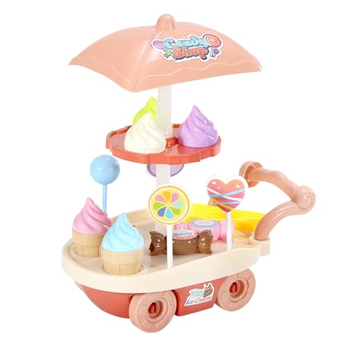 Baoblaze Eiswagen-Spielzeug, Verkaufsstand, Standmodell, Foto-Requisiten, DIY-Lernspielzeug, simuliertes Rollenspiel-Spielzeug für Geburtstagsgeschenk, Rot von Baoblaze