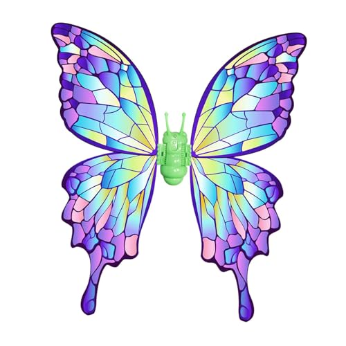 Baoblaze Elektrischer zu Ostern, beweglicher Schmetterlingsflügel mit Licht, leuchtender, DIY-Engelsflügel für Kinder im Haus, lila von Baoblaze