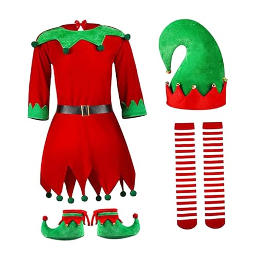 Baoblaze Elf Weihnachtskostüm Cosplay Kostüm Erwachsene Kleidung Set Outfit für Urlaub Halloween Karneval Geburtstag Bühnenauftritt, für 160cm bis 170cm von Baoblaze