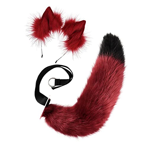 Baoblaze Fuchs aus Kunstpelz, bequemes Stirnband, pelzig, leicht zu tragen, Ohr-Haarspangen für Mädchen, Kinder, Teenager, Cosplay-Set, Maskerade, rot schwarz von Baoblaze