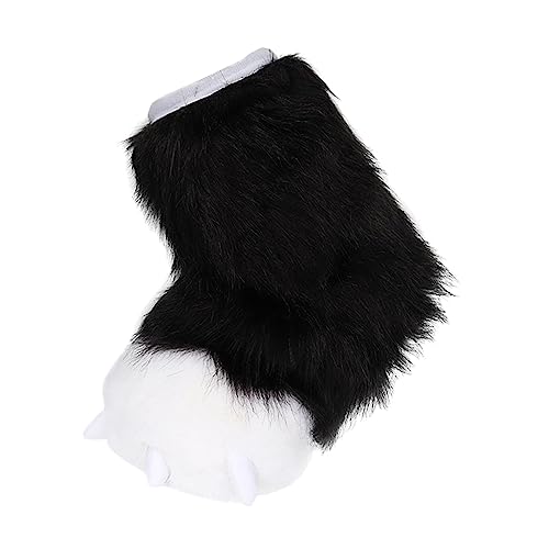 Baoblaze Fuzzy Paw Plüsch Fuß Cosplay Monster Hausschuhe Zubehör Fursuit Party Tier Hausschuhe für Karneval Abschlussball Halloween Erwachsene Kinder, Schwarz und weiß von Baoblaze