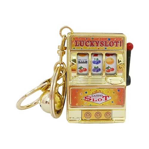 Baoblaze Glücksspielautomaten-Bank mit rotierender Walze, kompakter Spielautomaten-Slot-Anhänger, Taschenanhänger mit Glöckchen, Schlüsselanhänger, Charm für, Gold von Baoblaze