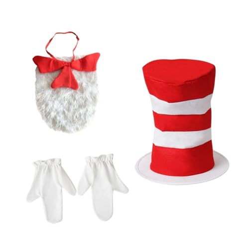 Baoblaze Halloween Red White Hut Creative Requisis Top Hut Kostüm Set für die Bühnenleistung von Baoblaze