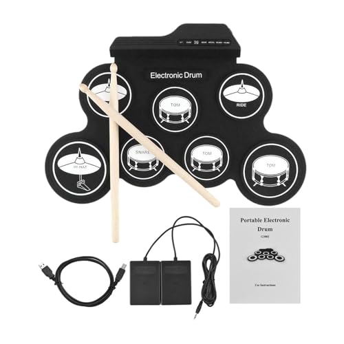Baoblaze Handroll-Drum-Set, tragbares elektronisches Drum-Zubehör mit Drumsticks, Drum-Kits, kompaktes Drum-Set für Club-Geburtstage, Gemustert von Baoblaze