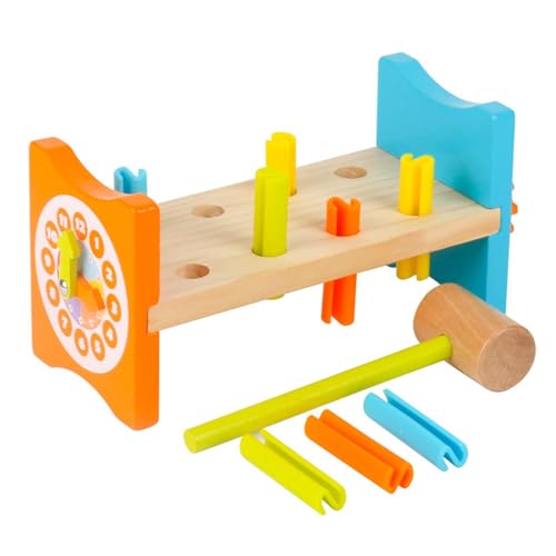 Baoblaze Hölzernes Pound-Bank-Spielzeug, frühes Lernen, Zahnraddrehung und Uhrzeit mit Schlägel, Schlagspiel, Lernspielzeug für die Vorschule von Baoblaze