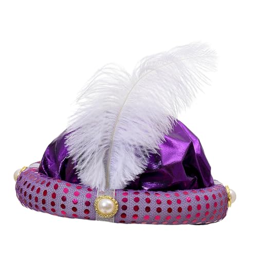 Baoblaze Indische Sultan-Turban-Hüte, Prinzenhut, arabische Kopfbedeckung, Kopfbedeckung, Sultan-Hut, Kopfwickel für Kostüm, Karneval, Performance-Requisiten, lila von Baoblaze