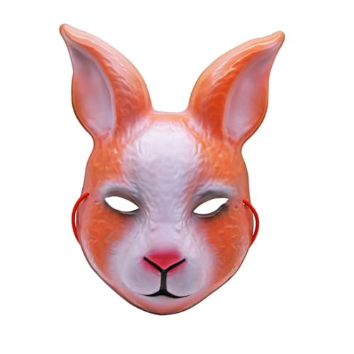 Baoblaze Kaninchen-Cosplay-Maske, halbe Gesichtsmaske, Neuheit, Halloween, Maskenmaske, Kaninchenkopfmaske, Tiermaske für Shows, Karneval, Braun weiß von Baoblaze