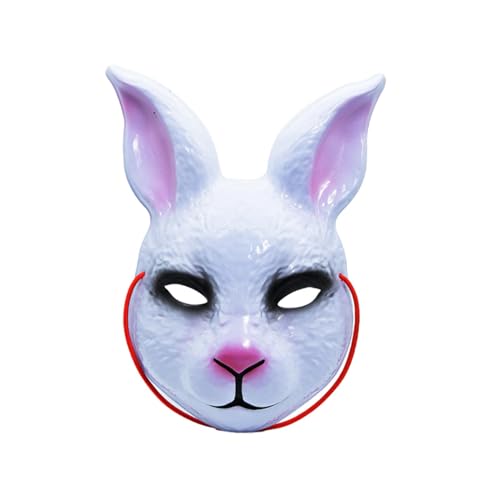 Baoblaze Kaninchen-Cosplay-Maske, halbe Gesichtsmaske, Neuheit, Halloween, Maskenmaske, Kaninchenkopfmaske, Tiermaske für Shows, Karneval, Weiß von Baoblaze