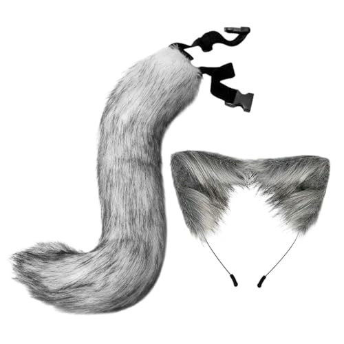 Baoblaze Katzenfuchsohren und Schwanz-Set, Foto-Requisiten, Tier-Cosplay-Kostüm für Halloween-Party, Grau Baoblaze Katzenfuchsohren und Schwanz-Set, Foto-Requisiten, Tier-Cosplay-Kostüm für Halloween-Party, Grau von Baoblaze