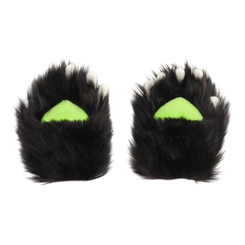 Baoblaze Katzenpfotenhandschuhe, zum Verkleiden, simulierte Plüschhandschuhe für Club, Karneval, Halloween-Requisiten, Schwarz Grün von Baoblaze