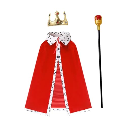 Baoblaze King Robe Crown Cosplay Kostüm Set, mittelalterliches König Kostüm, Rot von Baoblaze