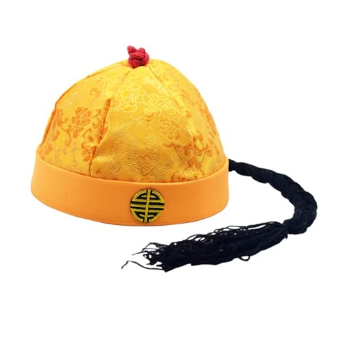 Baoblaze Kronprinzenhut, chinesischer Kaiserhut, Leichter Kostümhut, Vermieterhut, chinesischer orientalischer Hut für Verkleidungen auf der Bühne, Gelb 54cm von Baoblaze