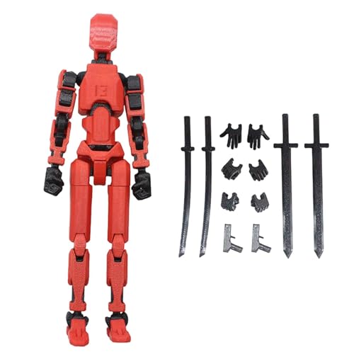 Baoblaze Männliche Körperskizze, Modell 13, Actionfigur mit Ersatzhänden, männliche Körpergelenke, bewegliche Actionfigur für die Skizzierausstellung, Rot von Baoblaze