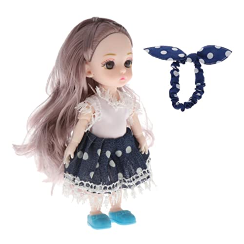 Baoblaze Neue 16cm BJD Puppe 13 Kugelgelenke Mädchen Augen Gesicht Make Up Perücke Kleidung Komplettset, Style5, E von Baoblaze