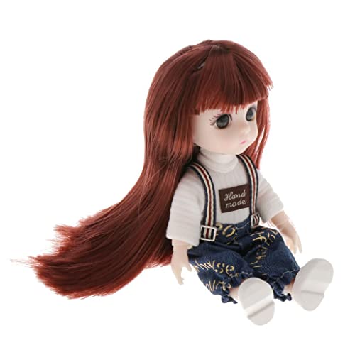 Baoblaze Neue 16cm BJD Puppe 13 Kugelgelenke Mädchen Augen Gesicht Make Up Perücke Kleidung Komplettset, Style6, F von Baoblaze