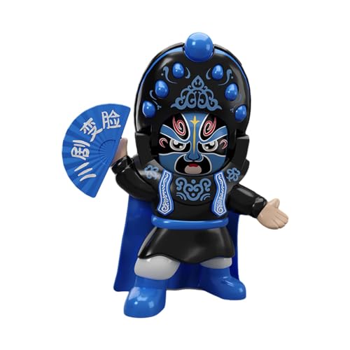 Baoblaze Opera Face Makeup Gesichtsverändernde Puppe, kleine Figuren, traditionelle chinesische Gesichtsveränderungsfiguren für Frühlingsfest-Souvenirs, Blau von Baoblaze